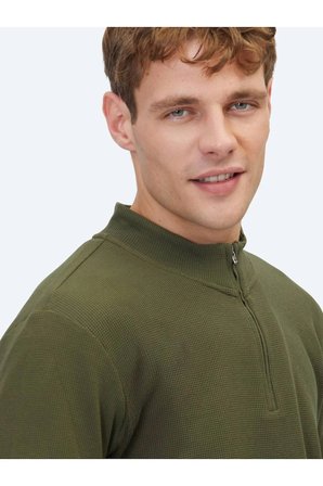 Haki Fitilli Bisiklet Yaka T-Shirt