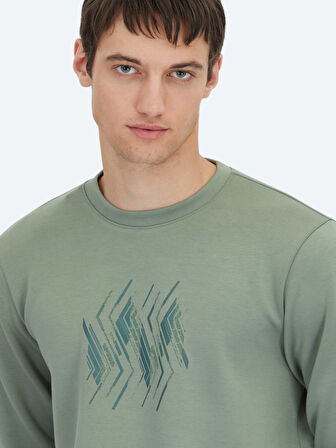 Mint Bisiklet Yaka Desenli Sweatshırt