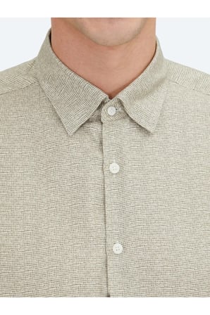 Bej Regular Fit Dokuma Casual %100 Pamuk Gömlek