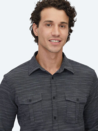 Antrasit Regular Fit Dokuma Casual Pamuk Karışımlı Gömlek