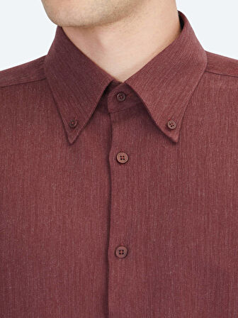 Bordo Regular Fit Dokuma Casual Gömlek