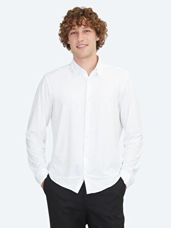 Beyaz Regular Fit Casual Gömlek