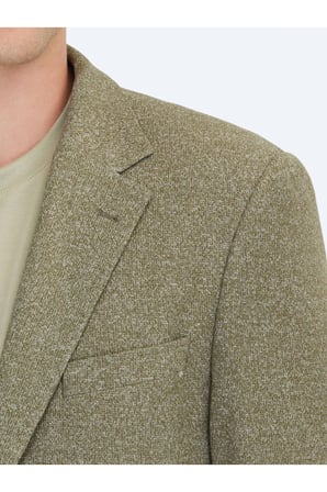 Haki Desenli Modern Fit Pamuk Karışımlı Örme Ceket