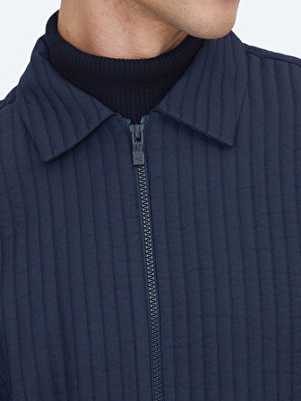 Lacivert Regular Fit Dokuma Overshırt