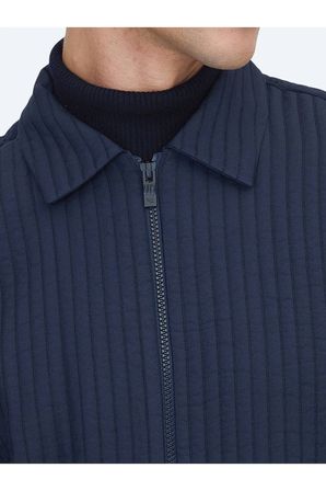 Lacivert Regular Fit Dokuma Overshırt