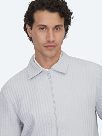 Gri Regular Fit Dokuma Overshırt