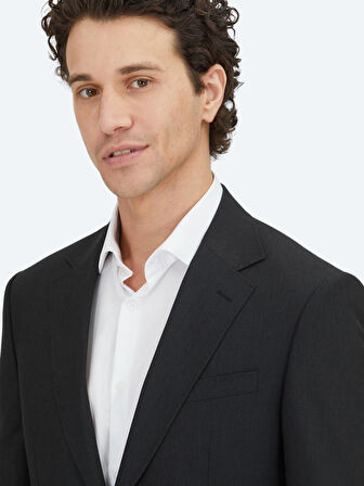 Siyah Çizgili Modern Fit Takım Elbise