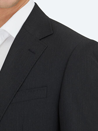 Siyah Çizgili Modern Fit Takım Elbise