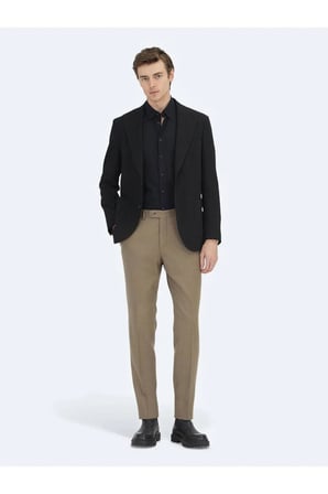 Siyah Çizgili Modern Fit Ceket