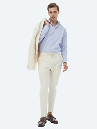 Mavi Düz Regular Fit Dokuma Klasik %100 Pamuk Gömlek