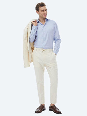 Mavi Düz Regular Fit Dokuma Klasik %100 Pamuk Gömlek