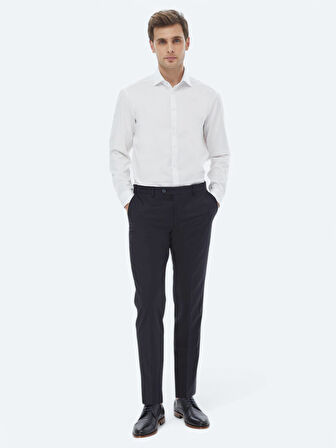 Beyaz Düz Regular Fit Dokuma Klasik %100 Pamuk Gömlek