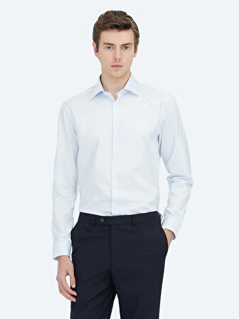 Beyaz Düz Slim Fit Dokuma Klasik %100 Pamuk Gömlek
