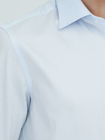 Beyaz Düz Slim Fit Dokuma Klasik %100 Pamuk Gömlek