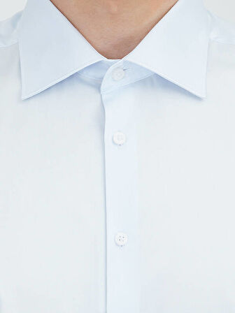 Beyaz Düz Slim Fit Dokuma Klasik %100 Pamuk Gömlek