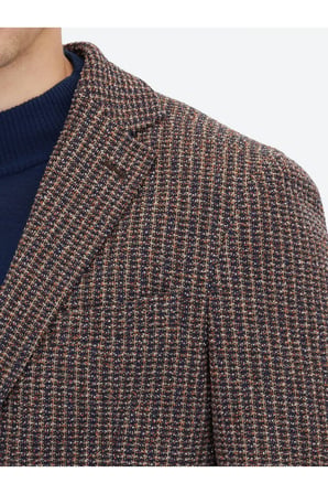Lacivert Desenli Modern Fit Pamuk Karışımlı Örme Ceket