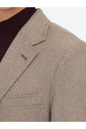 Açık Kahve Desenli Modern Fit Yün Karışımlı Ceket