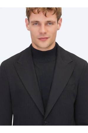 Siyah Çizgili Modern Fit Örme Takım Elbise