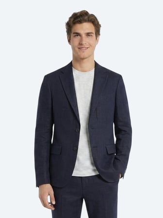 Lacivert Comfort Fit %100 Keten Takım Elbise