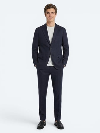 Lacivert Comfort Fit %100 Keten Takım Elbise