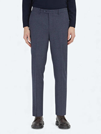 Açık Lacivert Düz Dokuma Fitted Fit Klasik Pantolon