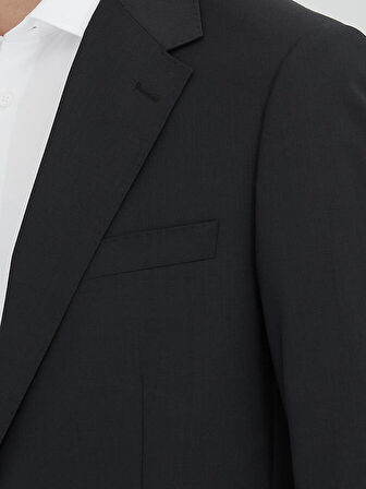 Siyah Mikro Yün Karışımlı Takım Elbise