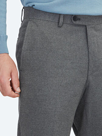 Gri Düz Dokuma Fitted Fit Klasik Pantolon