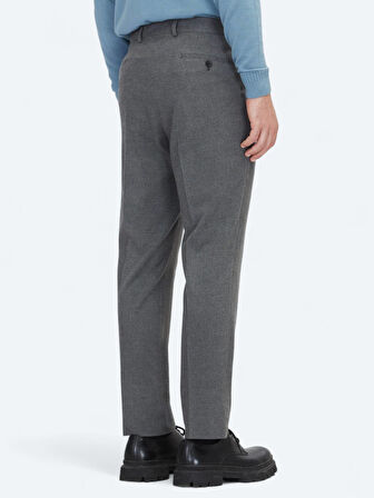 Gri Düz Dokuma Fitted Fit Klasik Pantolon
