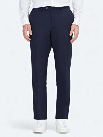 Lacivert Düz Dokuma Fitted Fit Klasik Pantolon