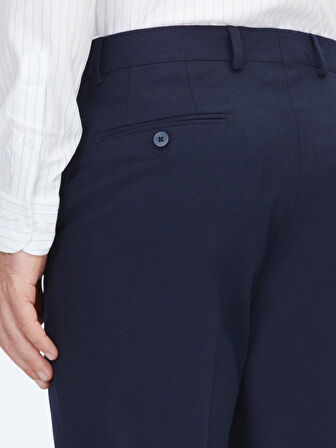 Lacivert Düz Dokuma Fitted Fit Klasik Pantolon