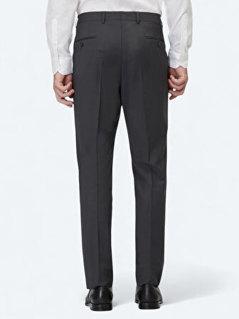 Antrasit Düz Dokuma Fitted Fit Klasik Yün Karışımlı Pantolon