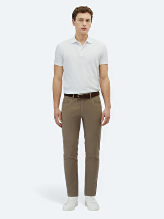 Fındık Düz Dokuma Slim Fit Casual Pamuk Karışımlı Pantolon