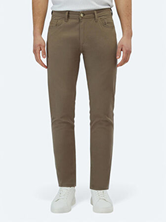 Fındık Düz Dokuma Slim Fit Casual Pamuk Karışımlı Pantolon