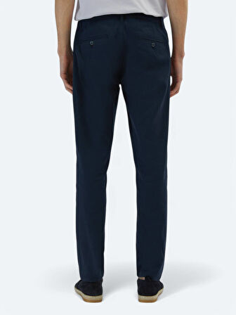 Lacivert Düz Dokuma Regular Fit Casual Pamuk Karışımlı Pantolon