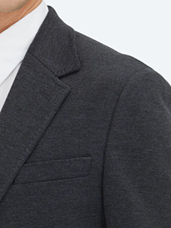 Antrasit Düz Modern Fit Pamuk Karışımlı Örme Takım Elbise