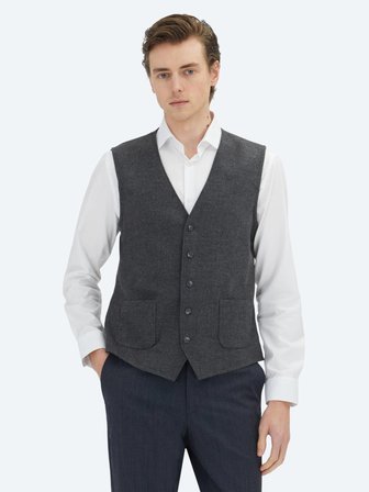 Antrasit Slim Fit Kelebek Yaka Klasik Yelek