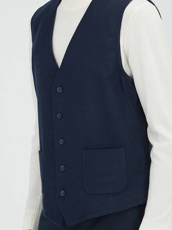 Lacivert Slim Fit Kelebek Yaka Klasik Yelek