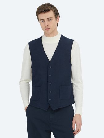 Lacivert Slim Fit Kelebek Yaka Klasik Yelek