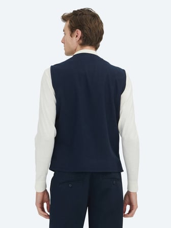 Lacivert Slim Fit Kelebek Yaka Klasik Yelek