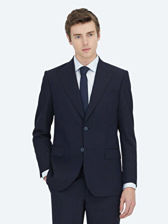 Lacivert Modern Fit Yün Karışımlı Takım Elbise