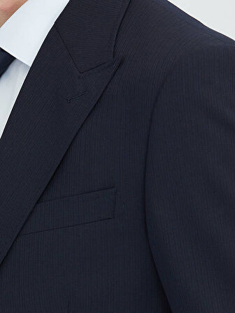 Lacivert Modern Fit Yün Karışımlı Takım Elbise