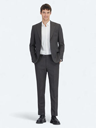 Antrasit Modern Fit Yün Karışımlı Takım Elbise