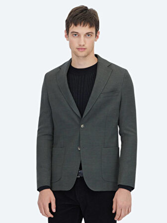 Haki Modern Fit Yün Karışımlı Ceket