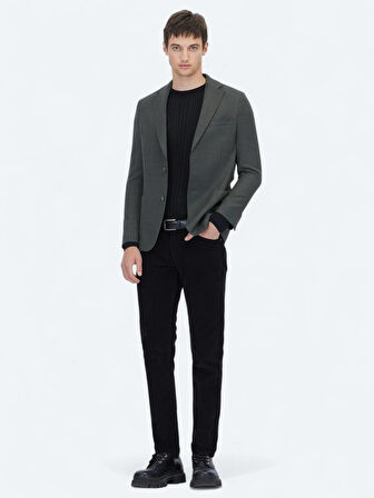 Haki Modern Fit Yün Karışımlı Ceket