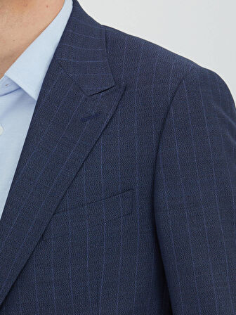 Lacivert Modern Fit Yün Karışımlı Takım Elbise