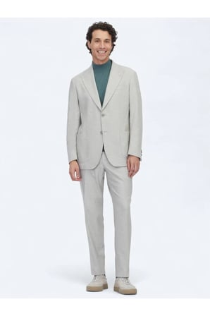 Gri Desenli Comfort Fit Örme Takım Elbise