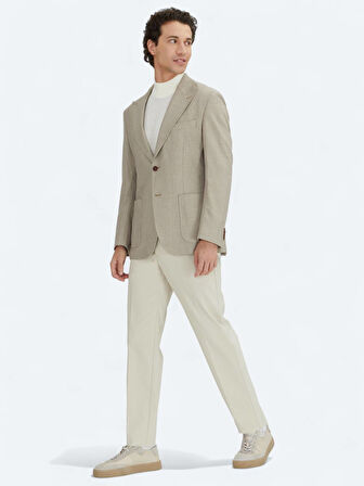 Kahverengi Kareli Modern Fit Ceket