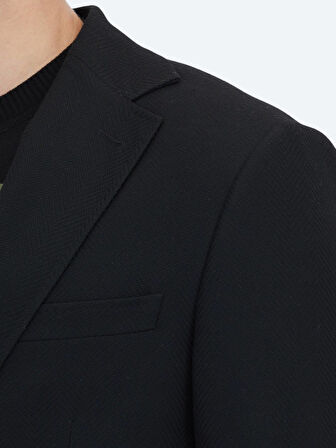 Siyah Desenli Modern Fit Ceket