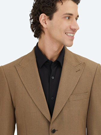 Vizon Desenli Modern Fit Ceket