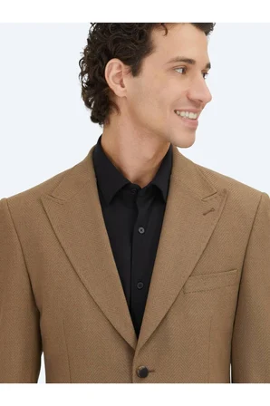 Vizon Desenli Modern Fit Ceket